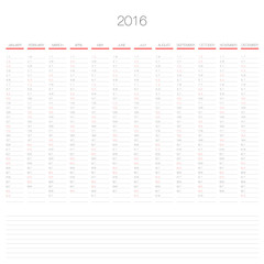 vector 2016 annual planner calendar template organizer