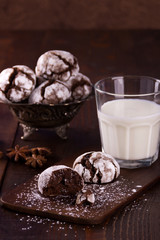 Cracked cookies and milk