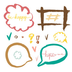 Set of handdrawn speech bubbles. Vector colorful.