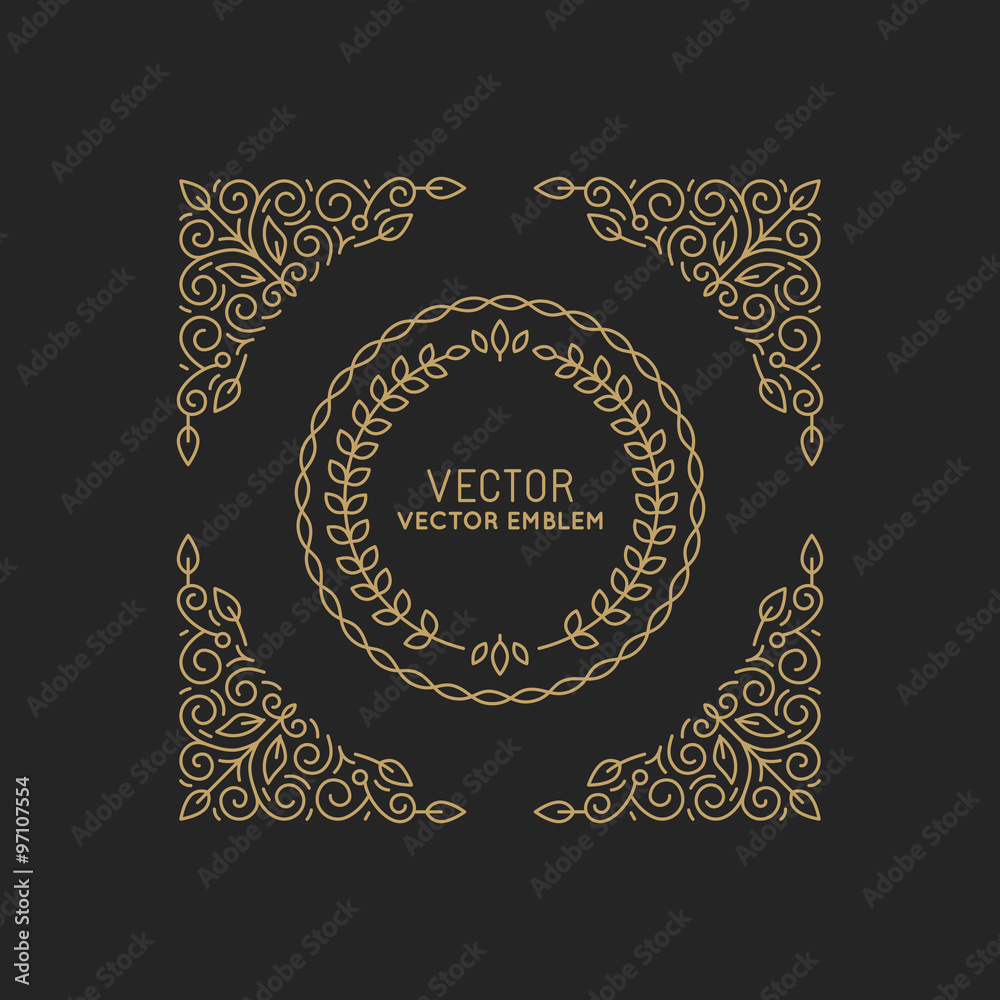 Aufkleber Vector abstract monogram template in trendy linear style