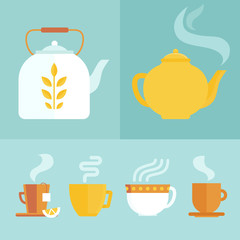 Vector set of icons and illustrations in flat style