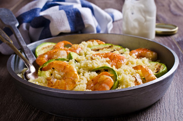 Couscous with vegetables and shrimp