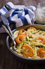 Couscous with vegetables and shrimp