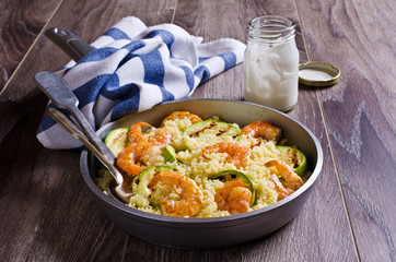 Couscous with vegetables and shrimp