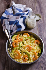 Couscous with vegetables and shrimp