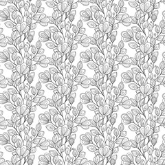 Vector Seamless Monochrome Floral Pattern