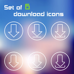 Set of Download Button Icons