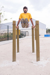 Fototapeta premium man playing sports in parallel