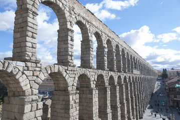 The famous ancient aqueduct in Segovia, Castilla y Leon, Spain.