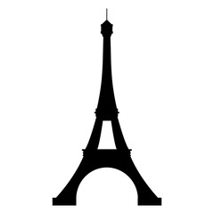 black silhouette of the Eiffel Tower on a white background
