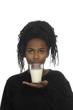 Teenage Girl Drinking Milk