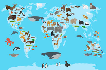 Weltkarte der Tiere © ssstocker