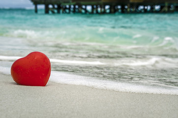Heart on the shore of the Maldives