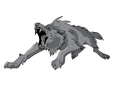 black and white engrave isolated vector wolf