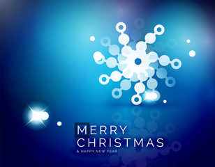 Obraz na płótnie Canvas Christmas blue abstract background with white transparent snowflakes
