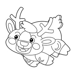 Cartoon deer - coloring page - isolated - illustration for the children
