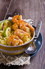 Fried shrimp on skewers