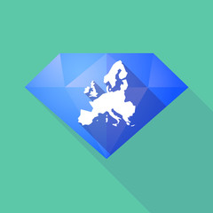 Long shadow diamond icon with  a map of Europe