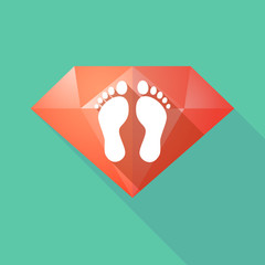 Long shadow diamond icon with two footprints