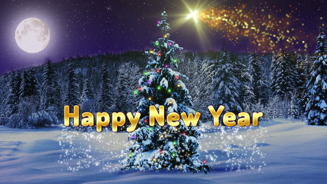 Merry Christmas and Happy New Year elegant text. ver.1 Alpha channel