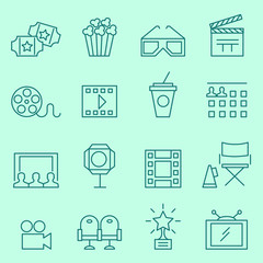 Cinema icons, thin line design