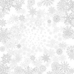Fototapeta na wymiar Winter grey background with snowflakes. Vector paper illustration.