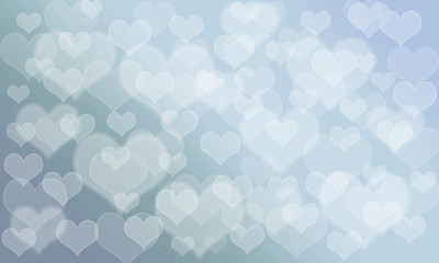 Heart pattern bokeh background; sky blue pallete color