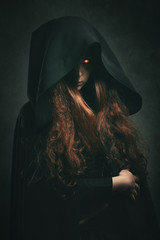 Fire witch with black robe
