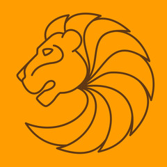 Lion head vector logo. Line art style.