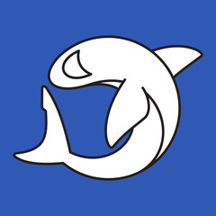Shark character logo. Line art style.