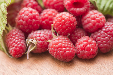 Fresh ripe raspberries in close up