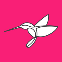 Hummingbird character logo. Line art style.