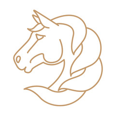 Horse head vector logo. Line art style.