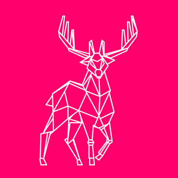 Reindeer vector character. Line art style. © kaer_fstock