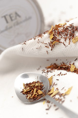 Spoon with rooibos tea