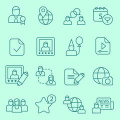 Social icons, thin line design 