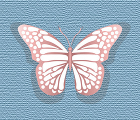 Obraz premium Butterfly on texture background in rose quartz colors. Vector