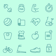 Fitness icons, thin line style