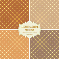 Seamless glowing patterns. Vector elegant backgrounds.