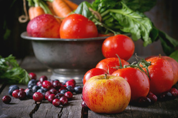 Mix of fruits, vegetables and berries