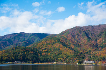 Lake reflections of fall foliage