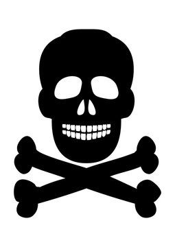 Skull and crossbones symbol on a white background. Vector