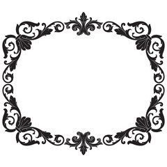 Vintage baroque frame scroll ornament engraving border floral retro pattern antique style acanthus foliage swirl decorative design element filigree calligraphy vector