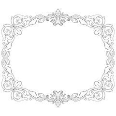 Vintage baroque frame scroll ornament engraving border floral retro pattern antique style acanthus foliage swirl decorative design element filigree calligraphy vector