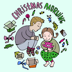 Christmas Morning. Boxing Day. Happy New Year greeting card