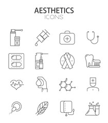 Vector modern thin line flat design of icons set.