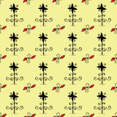 Ethnic ornament seamless retro flowers pattern