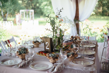 decoration wedding tables  in outdoor