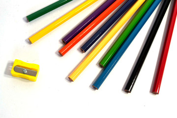 Rainbow color pencil isolated on white background