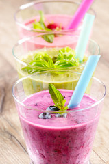 Blueberry shake on white table